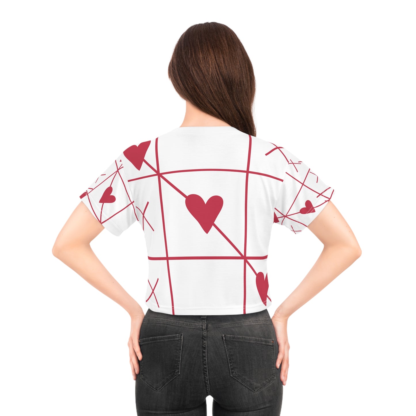 Valentine Heart Grid Crop Tee