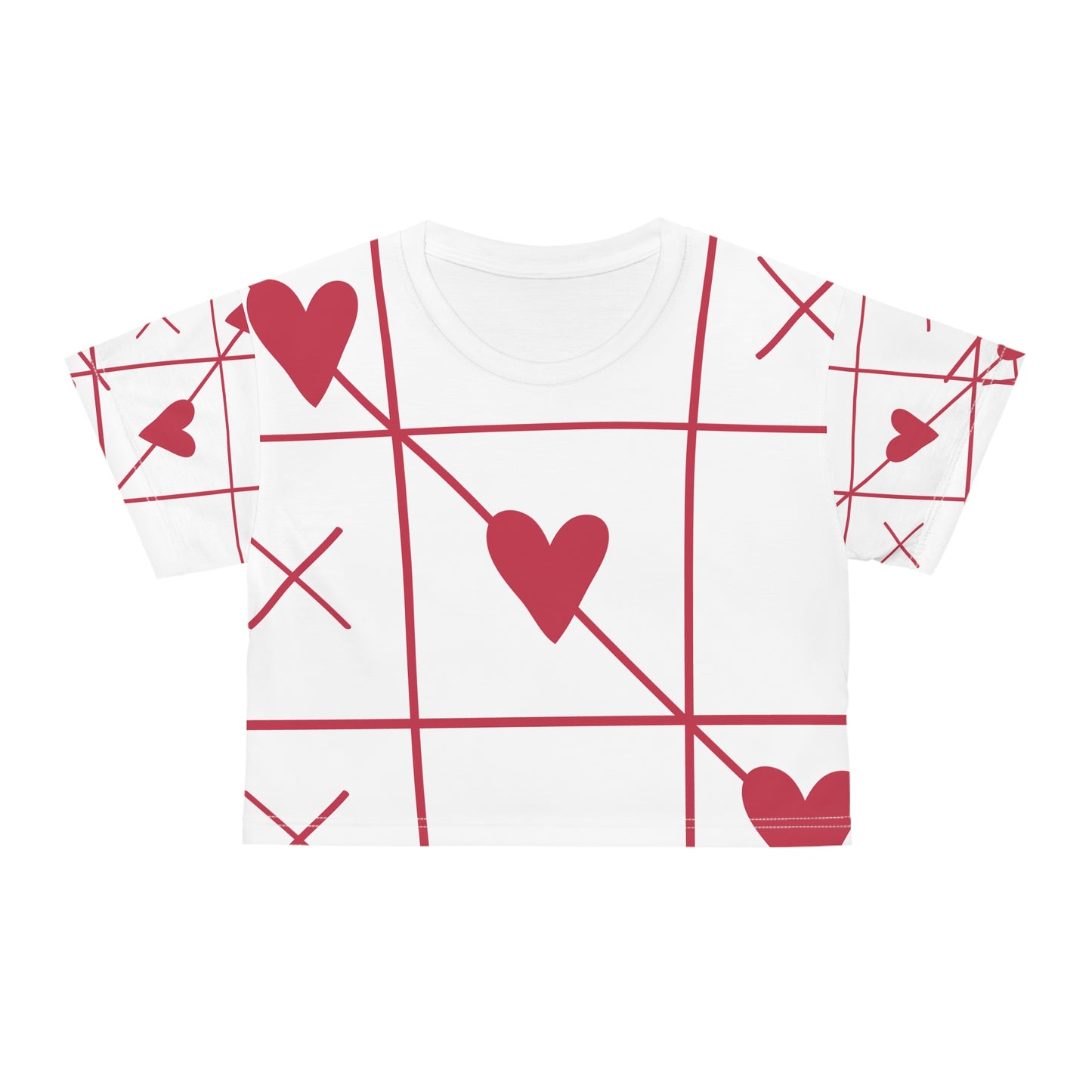 Valentine Heart Grid Crop Tee