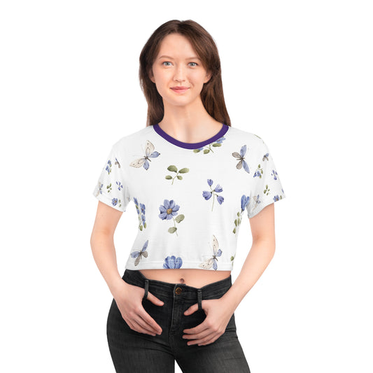 Floral Butterfly Cropped Tee