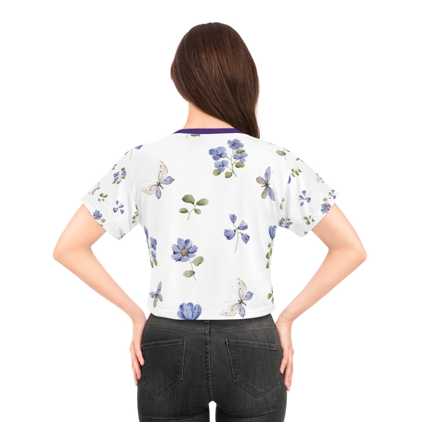 Floral Butterfly Cropped Tee